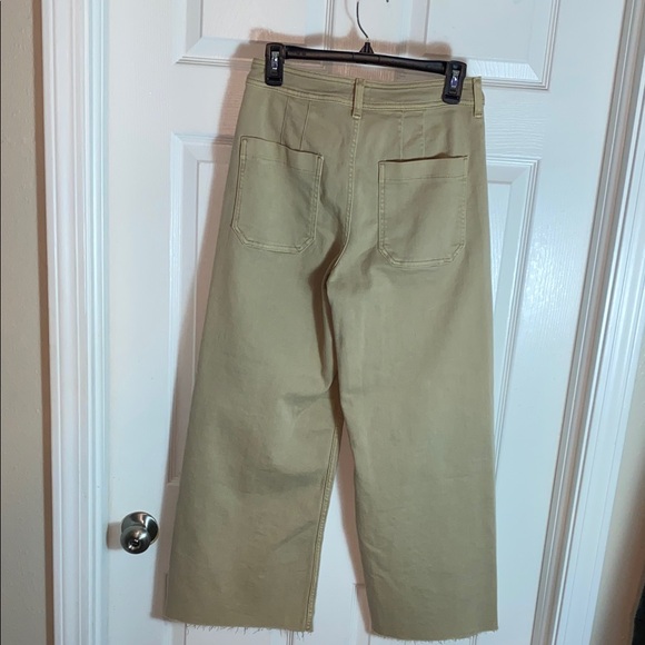 Anthropologie  Maeve Ettie High Rise Beige Flare Wide-Leg Jeans Raw Hem W 29 - Picture 3 of 8